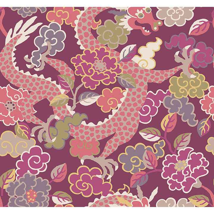 Yanci Plum Dragon Wallpaper - York Wallcoverings - 4120-72009