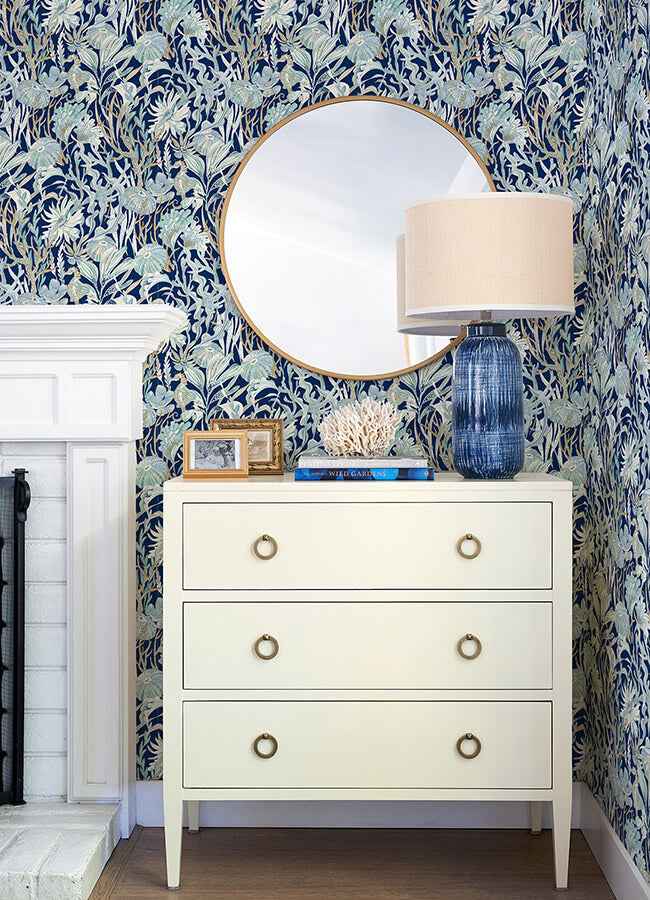 Kelp Garden Navy Tropical Reef Wallpaper - York Wallcoverings - 4071-71001 - York Wallcoverings Wallpaper