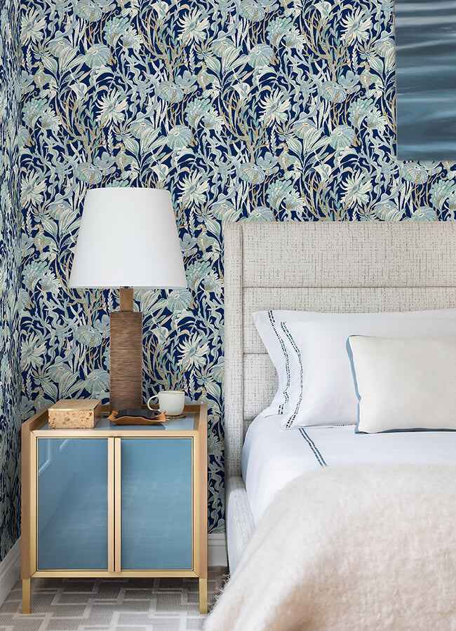 Kelp Garden Navy Tropical Reef Wallpaper - York Wallcoverings - 4071-71001 - York Wallcoverings Wallpaper