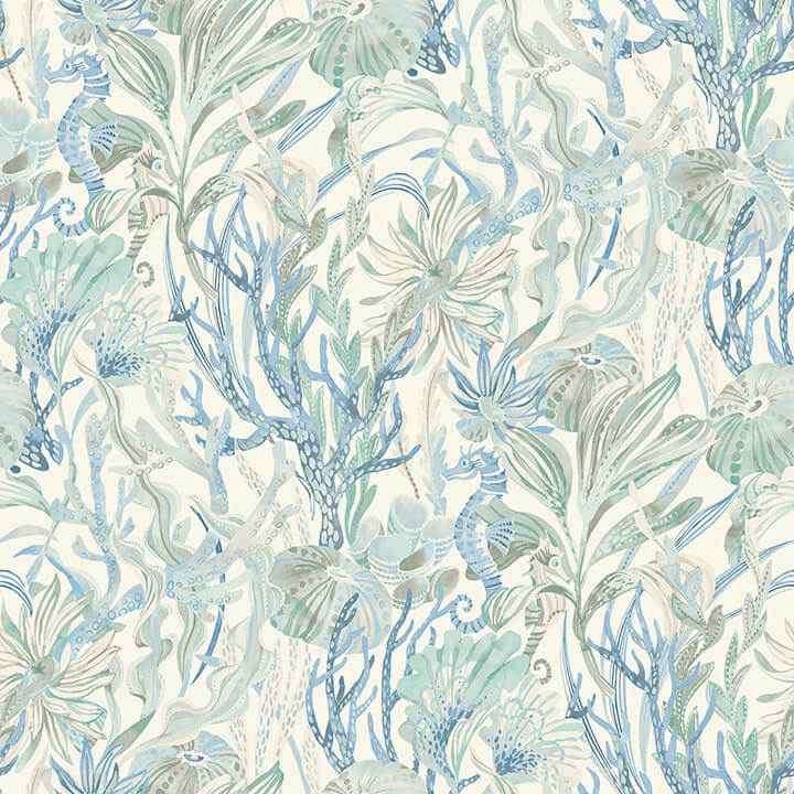 Kelp Garden Light Blue Tropical Reef Wallpaper - York Wallcoverings - 4071-71003