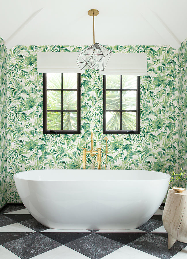 Manaus Green Palm Frond Wallpaper  | Brewster Wallcovering - The WorkRm