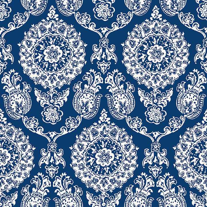 Helm Damask Navy Floral Medallion Wallpaper - York Wallcoverings - 4071-71018 - York Wallcoverings Wallpaper