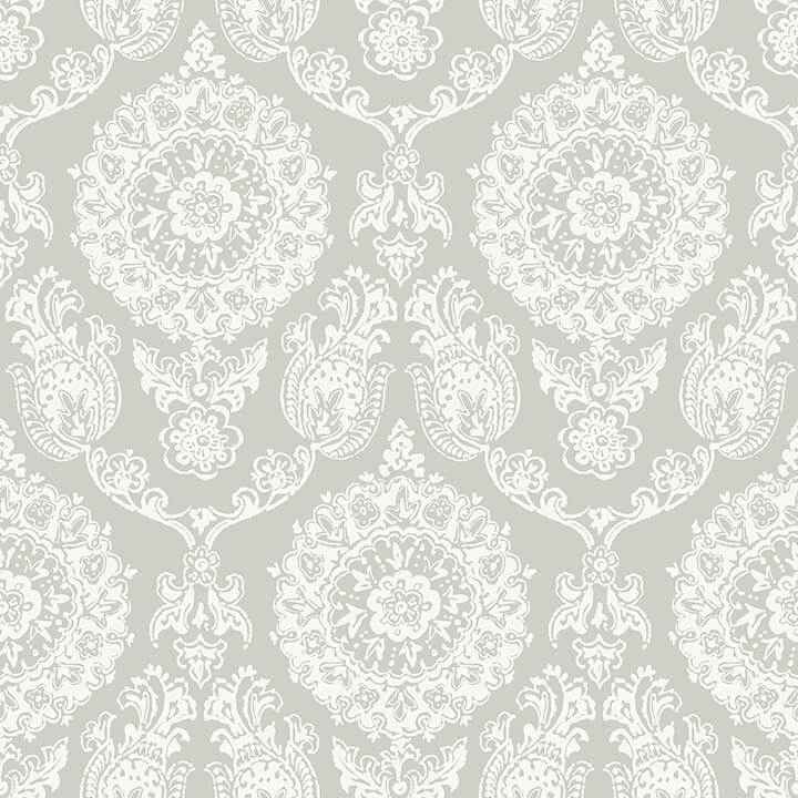 Helm Damask Taupe Floral Medallion Wallpaper - York Wallcoverings - 4071-71020 - York Wallcoverings Wallpaper