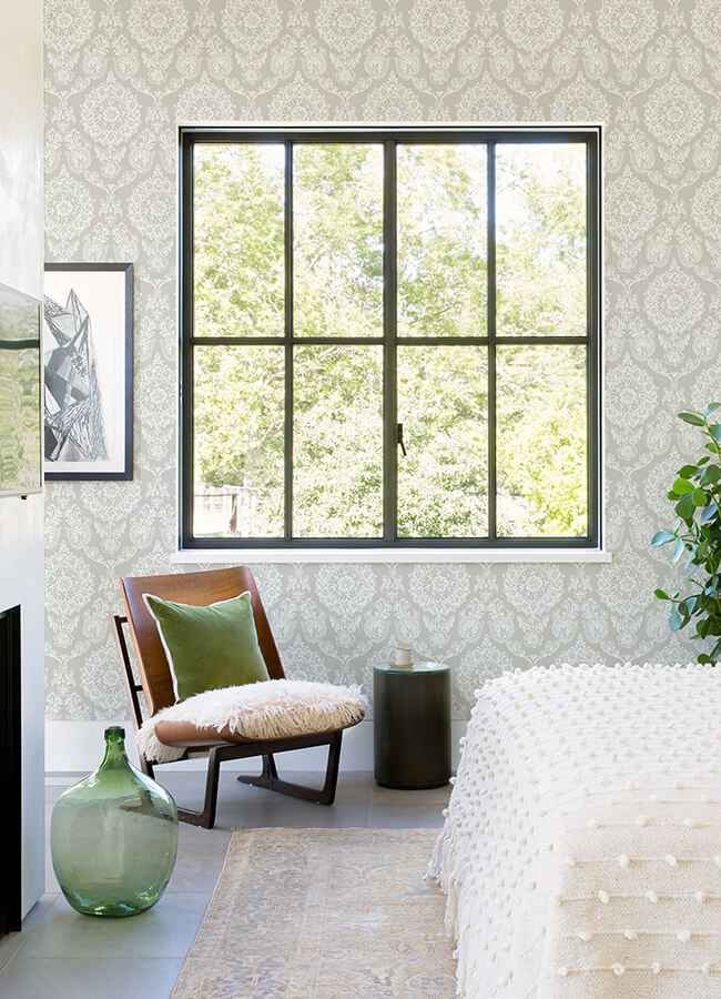 Helm Damask Taupe Floral Medallion Wallpaper - York Wallcoverings - 4071-71020 - York Wallcoverings Wallpaper