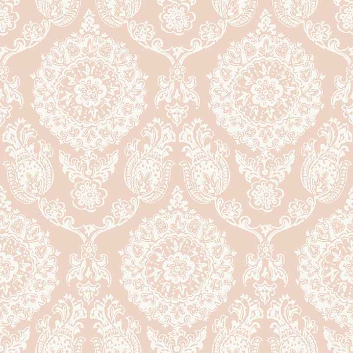 Helm Damask Blush Floral Medallion Wallpaper - York Wallcoverings - 4071-71022