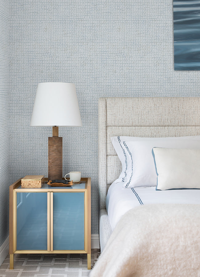 Wellen Light Blue Abstract Rope Wallpaper - Brewster Wallcovering