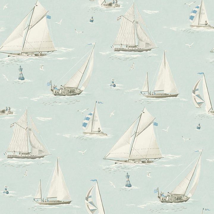 Picture of Leeward Aqua Sailboat Wallpaper