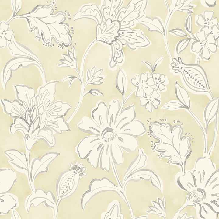 Plumeria Yellow Floral Trail Wallpaper - York Wallcoverings - 4071-71041 - York Wallcoverings Wallpaper