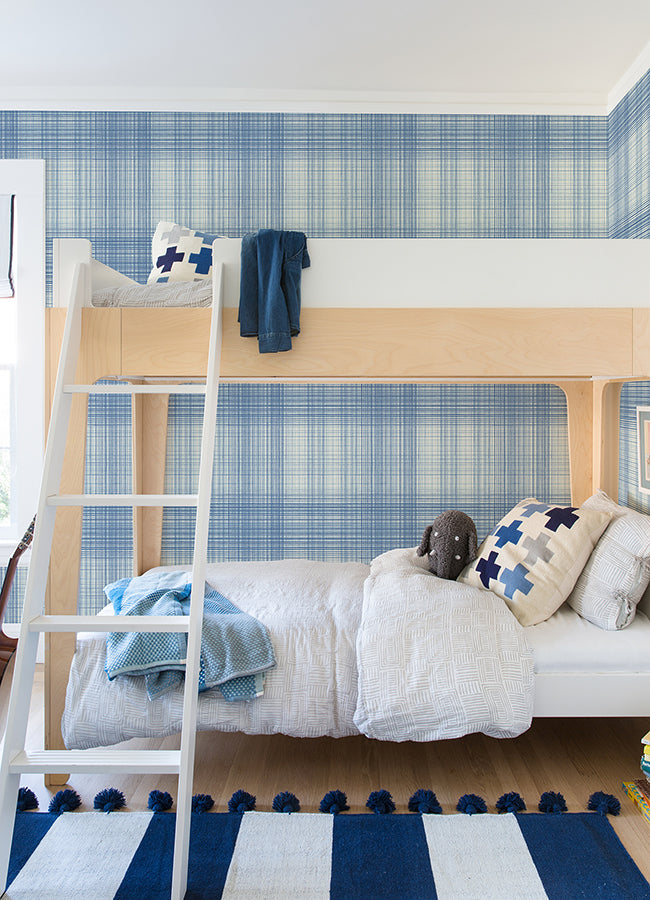 Madras Blue Plaid Wallpaper  | Brewster Wallcovering - The WorkRm