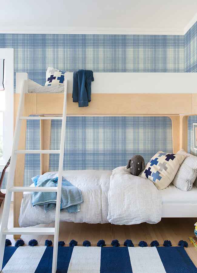Madras Blue Plaid Wallpaper - York Wallcoverings - 4071-71043 - York Wallcoverings Wallpaper