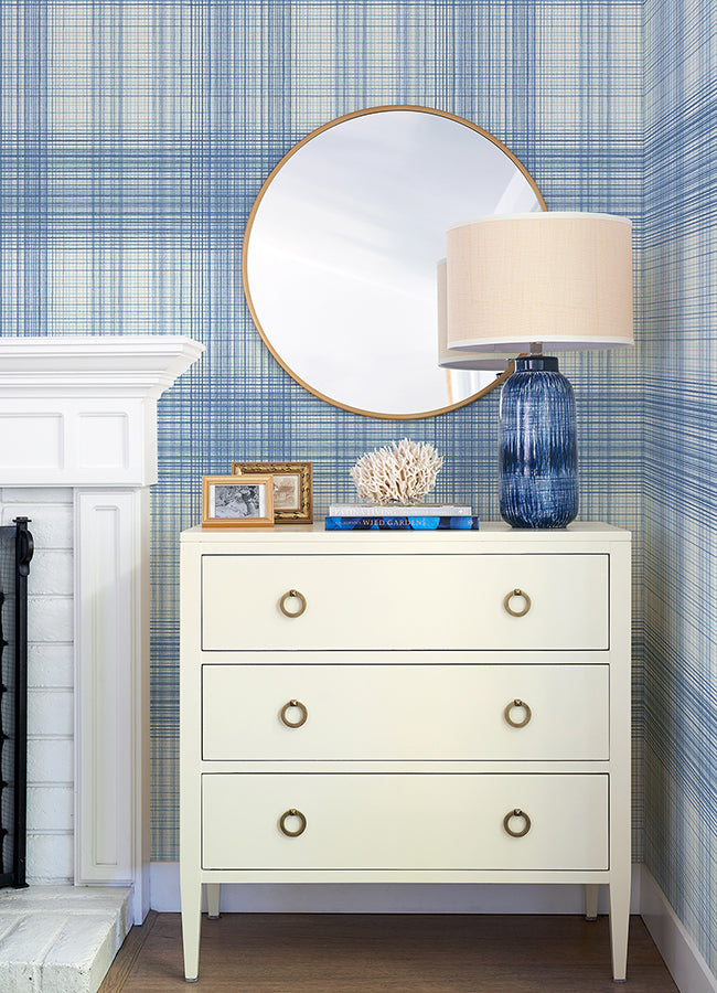 Madras Blue Plaid Wallpaper  | Brewster Wallcovering - The WorkRm