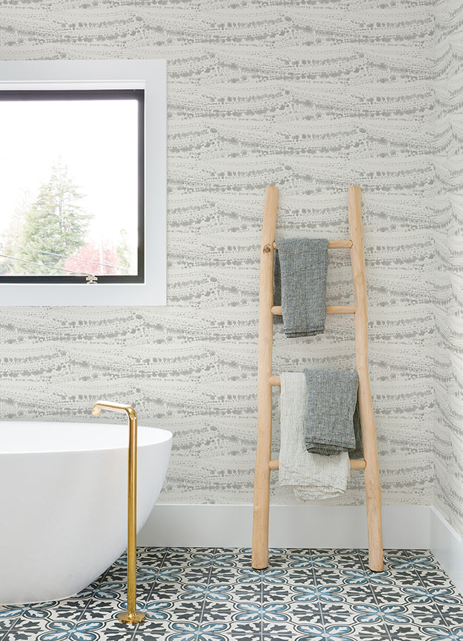 Rannell Grey Abstract Scallop Wallpaper  | Brewster Wallcovering - The WorkRm