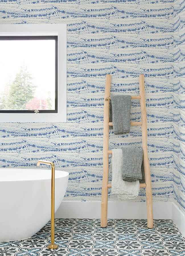Rannell Navy Abstract Scallop Wallpaper - York Wallcoverings - 4071-71046 - York Wallcoverings Wallpaper