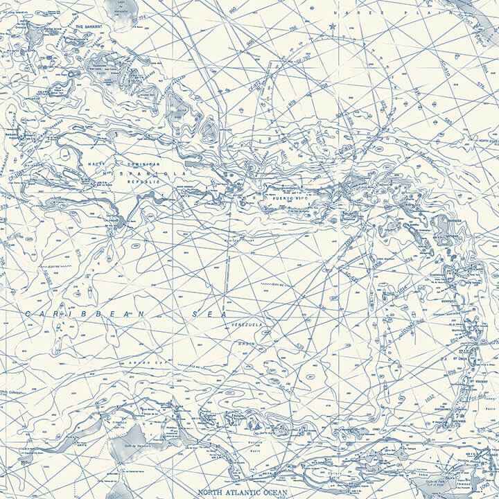 Charts Navy Nautical Chart Wallpaper - York Wallcoverings - 4071-71056 - York Wallcoverings Wallpaper