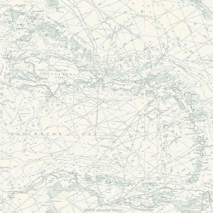 Charts Aqua Nautical Chart Wallpaper - York Wallcoverings - 4071-71058