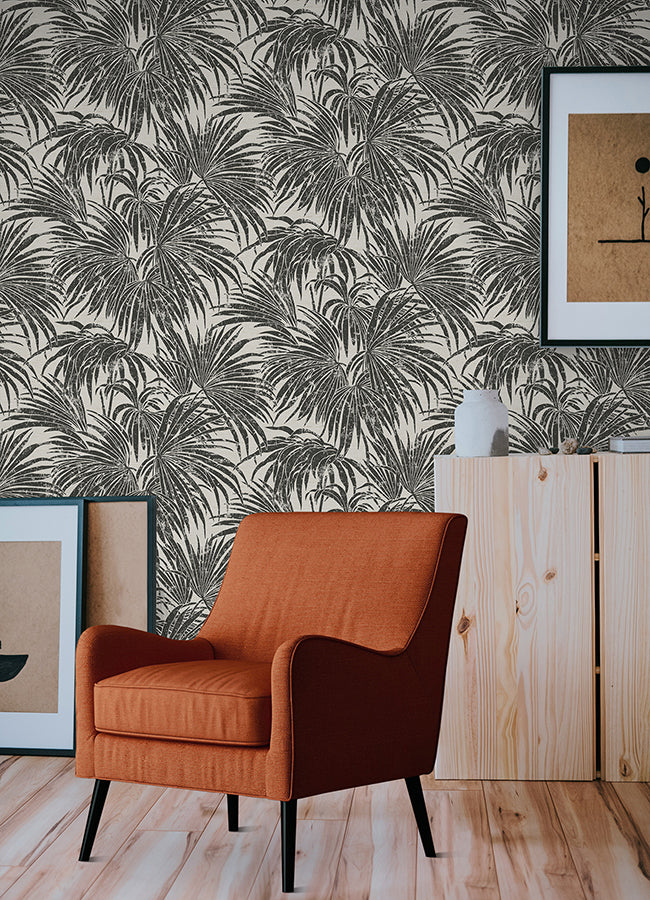 Black & White Cassava Palm Peel and Stick Wallpaper  | Brewster Wallcovering - The WorkRm