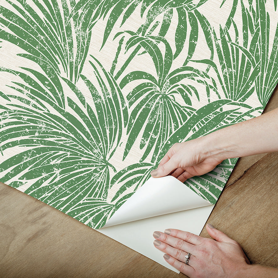 Green Cassava Palm Peel and Stick Wallpaper - Brewster Wallcovering