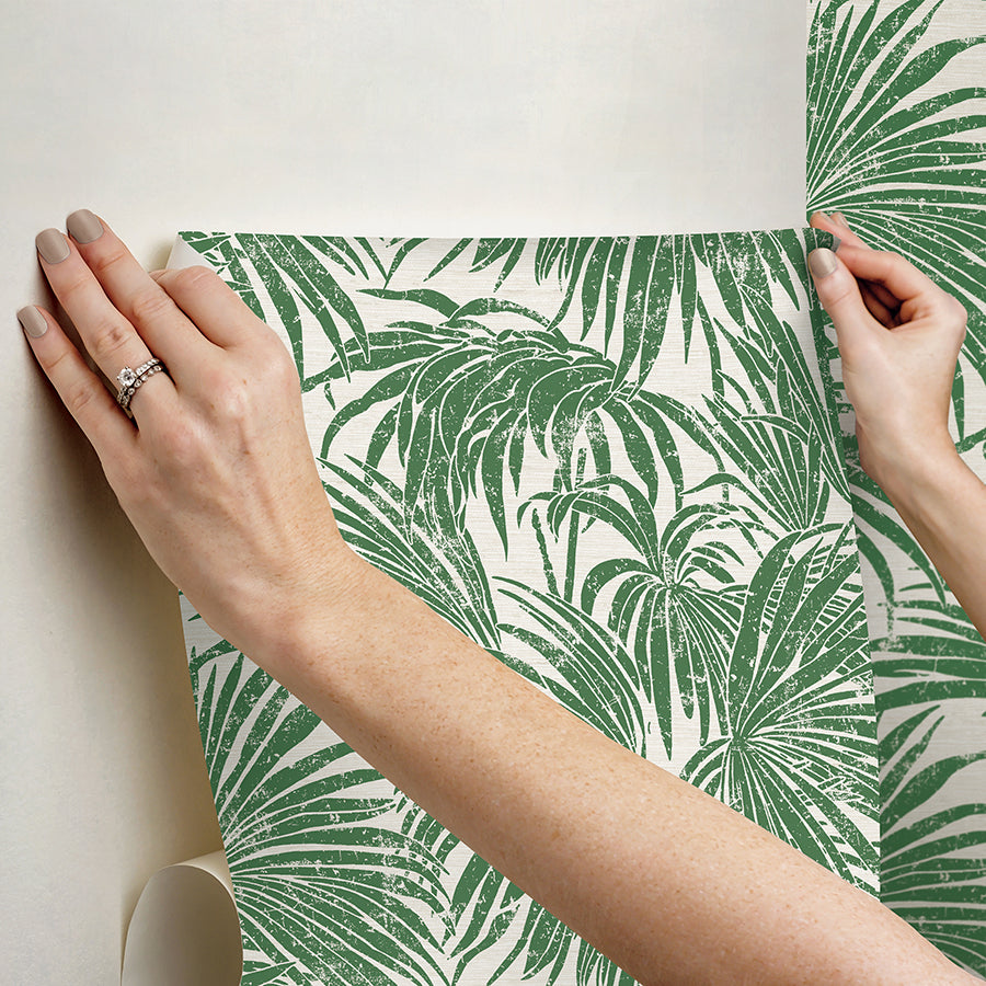 Green Cassava Palm Peel and Stick Wallpaper - Brewster Wallcovering