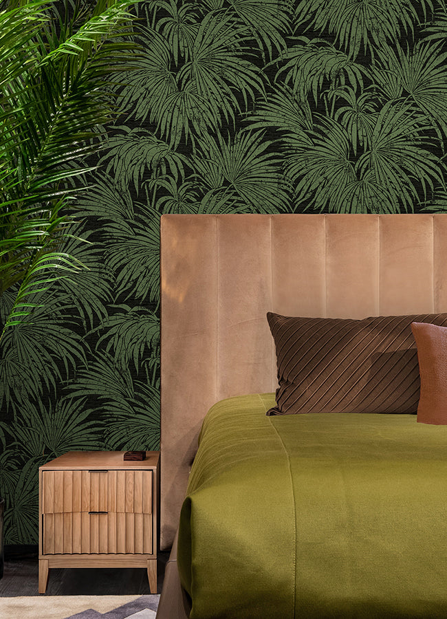 Black & Green Cassava Palm Peel and Stick Wallpaper  | Brewster Wallcovering - The WorkRm