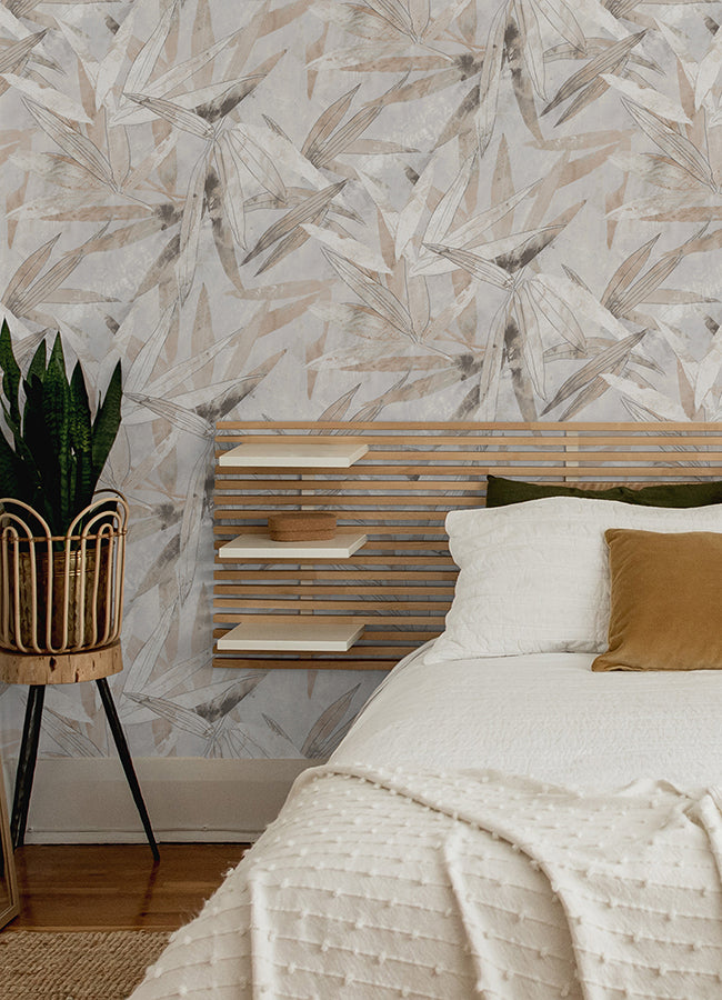 Neutral Bali Bamboo Peel and Stick Wallpaper - Brewster Wallcovering