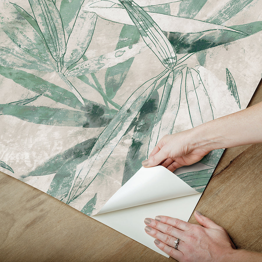 Jade Bali Bamboo Peel and Stick Wallpaper - Brewster Wallcovering