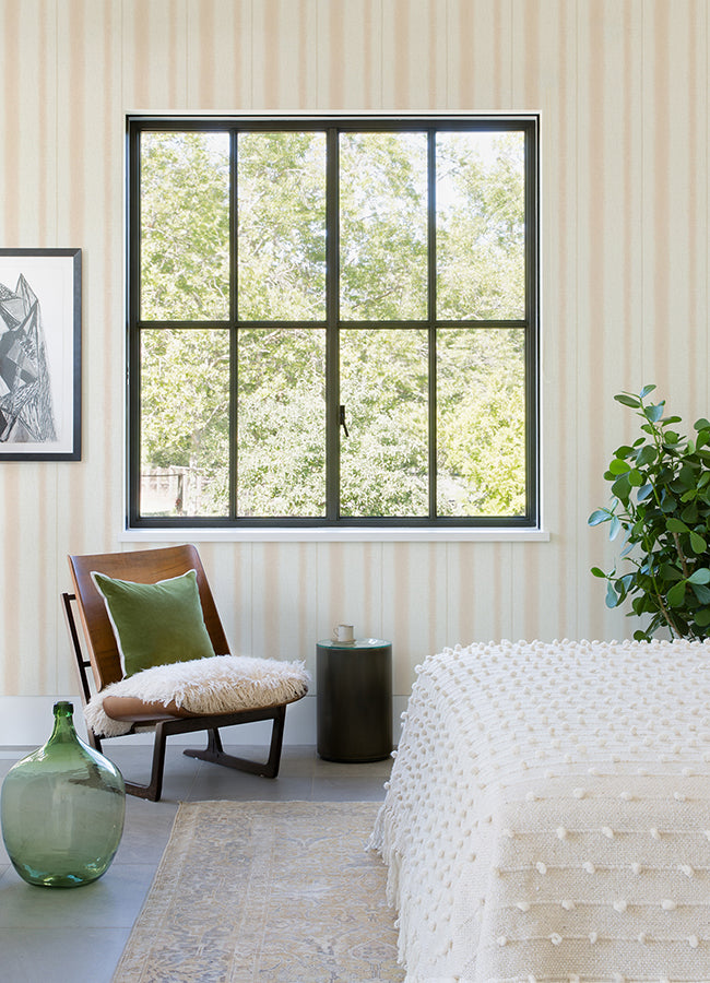 Alena Blush Soft Stripe Wallpaper  | Brewster Wallcovering