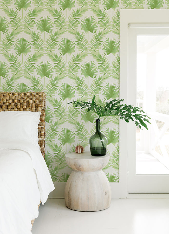 Calla Green Painted Palm Wallpaper  | Brewster Wallcovering - The WorkRm