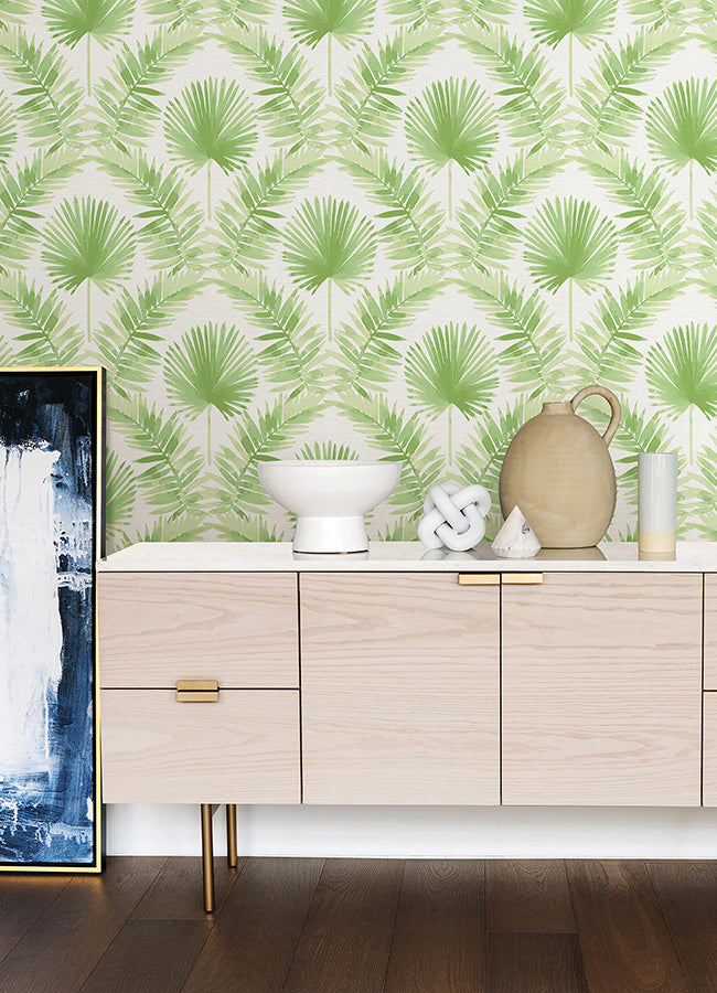 Calla Green Painted Palm Wallpaper  | Brewster Wallcovering - The WorkRm