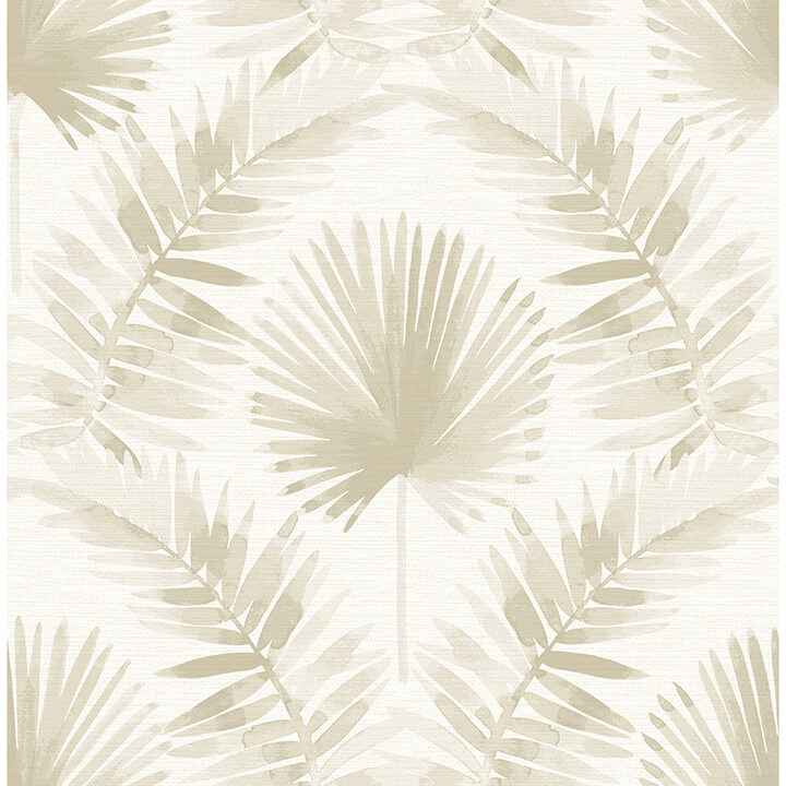 Calla Taupe Painted Palm Wallpaper - York Wallcoverings - 4121-26913