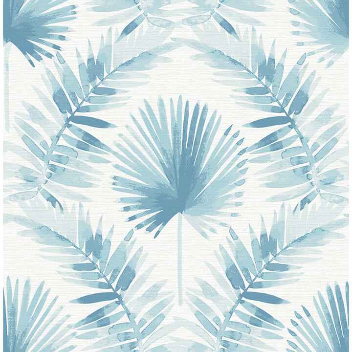 Calla Blue Painted Palm Wallpaper - York Wallcoverings - 4121-26916
