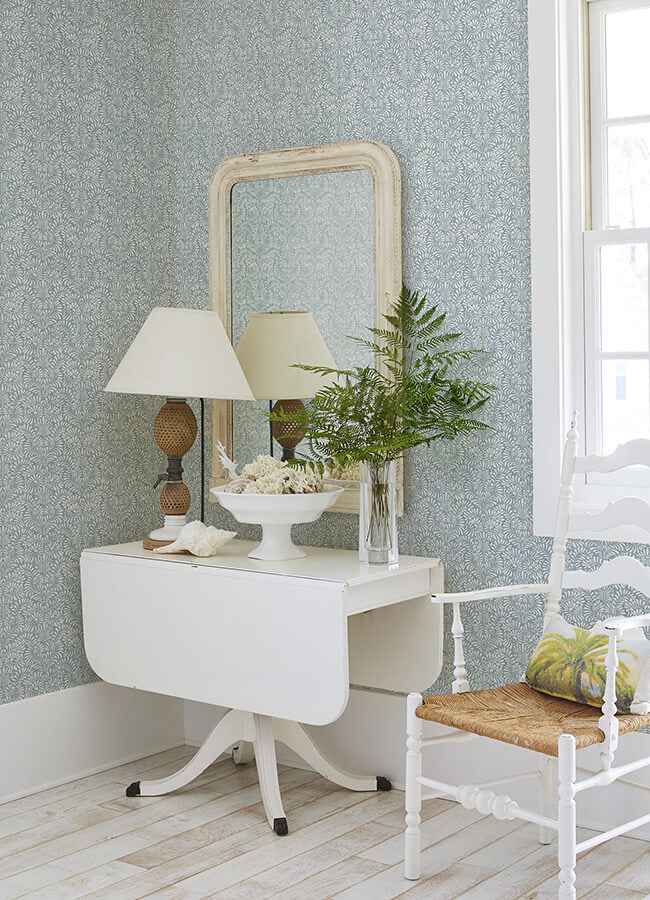 Elma Sky Blue Fiddlehead Wallpaper - York Wallcoverings - 4121-26918 - York Wallcoverings Wallpaper