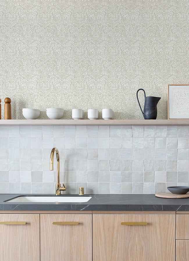 Elma Taupe Fiddlehead Wallpaper - York Wallcoverings - 4121-26920 - York Wallcoverings Wallpaper