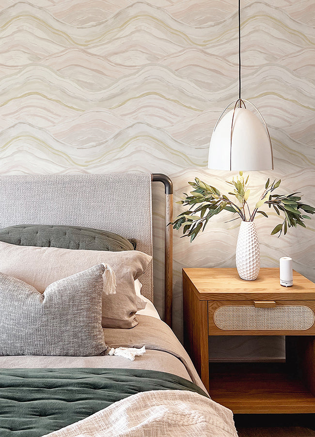 Dorea Pastel Striated Waves Wallpaper  | Brewster Wallcovering - The WorkRm