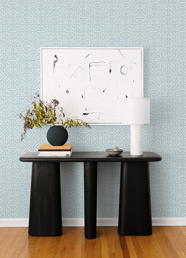 Hesper Sky Blue Geometric Wallpaper  | Brewster Wallcovering - The WorkRm