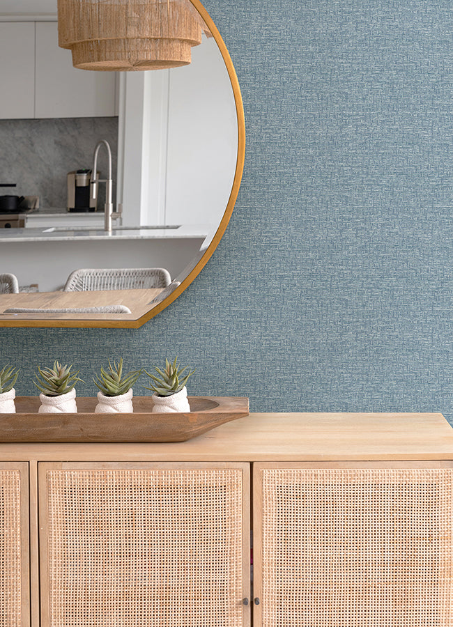 Minerva Denim Texture Geometric Wallpaper - Brewster Wallcovering