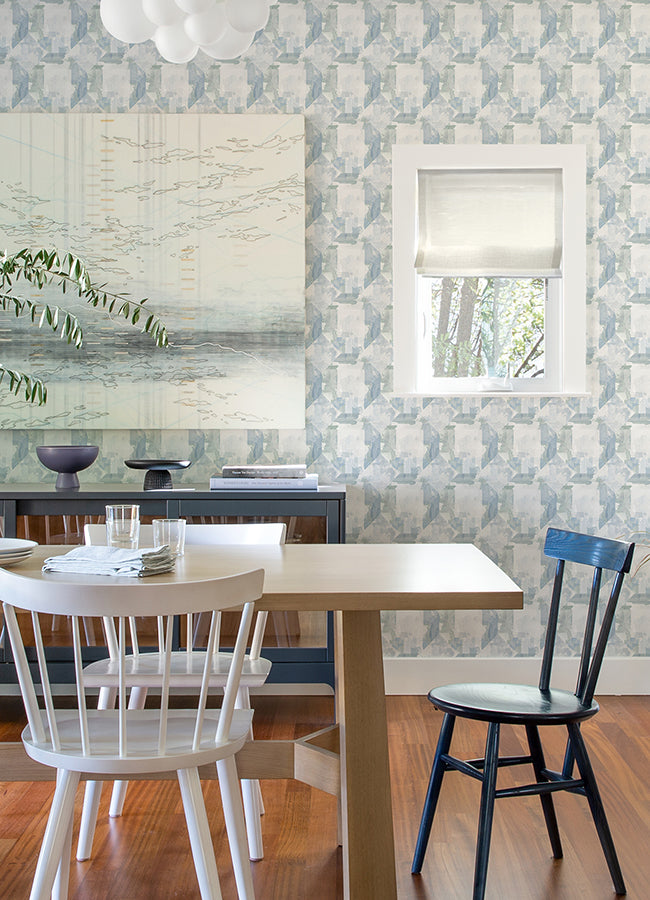 Perrin Blue Gem Geometric Wallpaper  | Brewster Wallcovering - The WorkRm