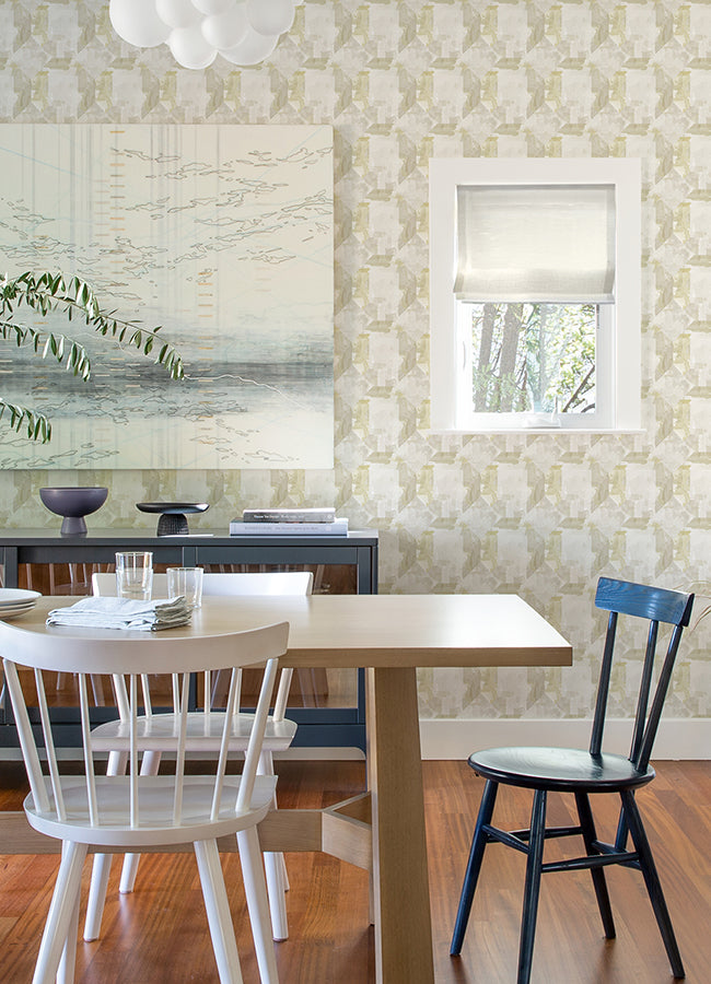 Perrin Olive Gem Geometric Wallpaper - Brewster Wallcovering