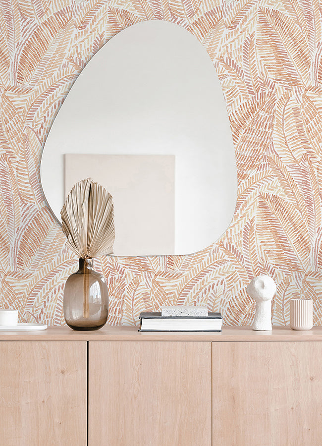 Fildia Orange Botanical Wallpaper - Brewster Wallcovering