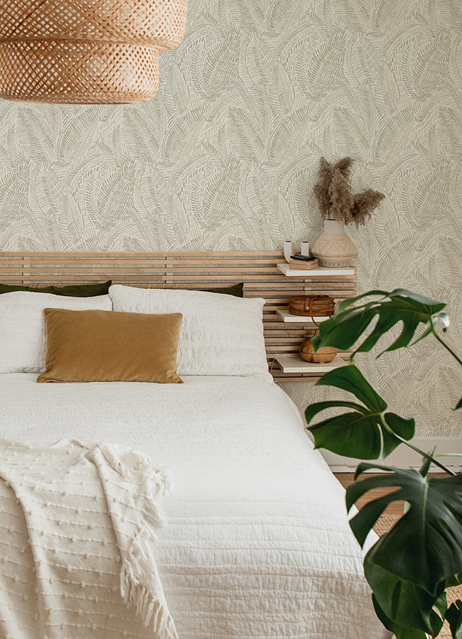 Fildia Taupe Botanical Wallpaper  | Brewster Wallcovering - The WorkRm