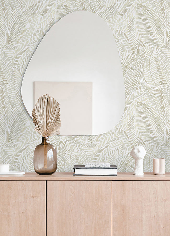 Fildia Taupe Botanical Wallpaper  | Brewster Wallcovering - The WorkRm