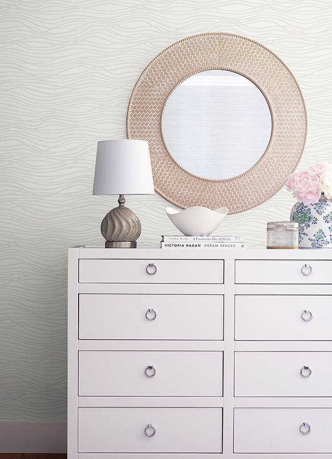 Galyn Dove Pearlescent Wave Wallpaper  | Brewster Wallcovering - The WorkRm