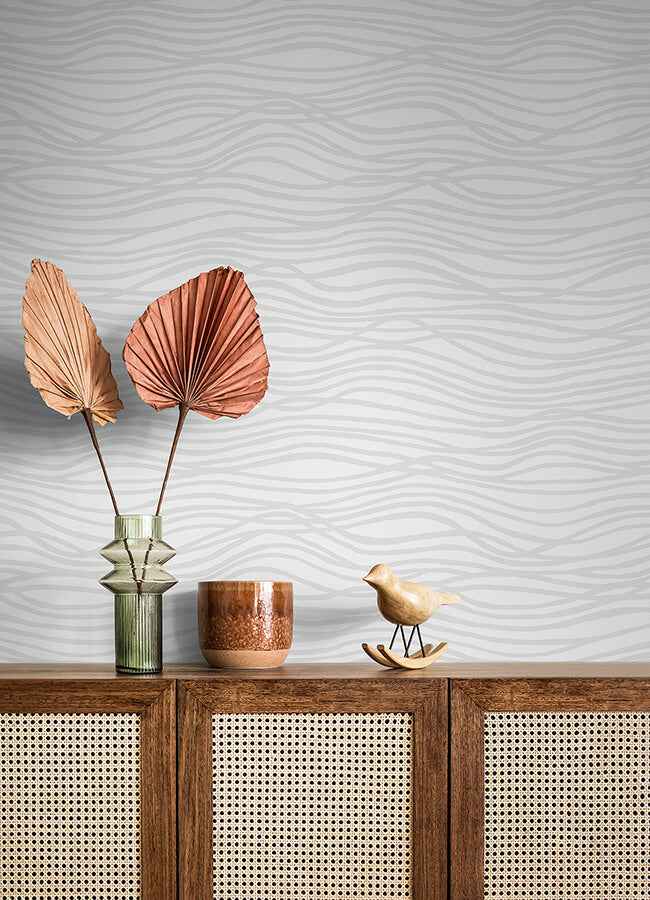 Galyn White Pearlescent Wave Wallpaper - York Wallcoverings - 4121-72206 - York Wallcoverings Wallpaper