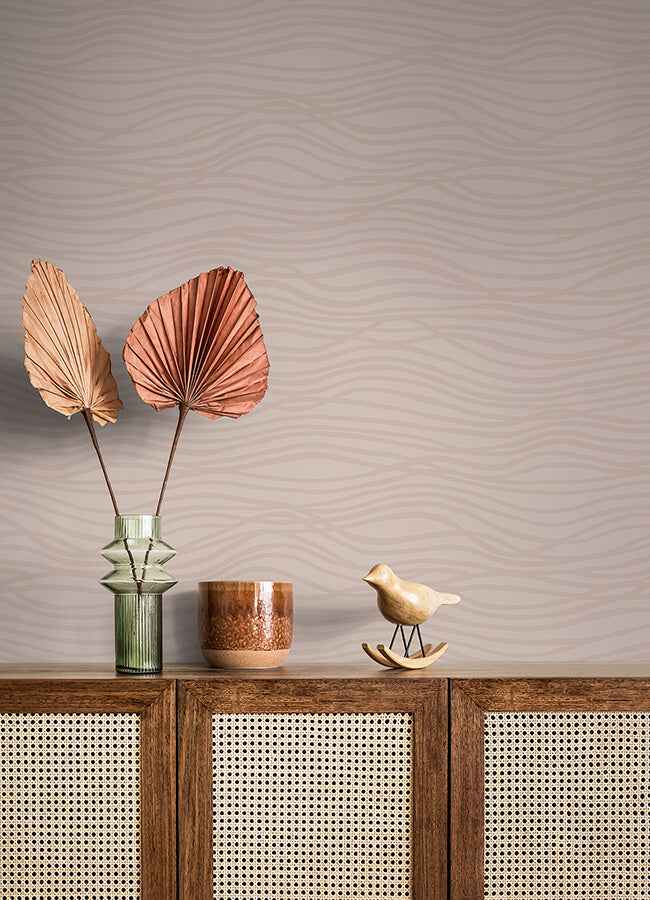 Galyn Rose Gold Pearlescent Wave Wallpaper - York Wallcoverings - 4121-72208 - York Wallcoverings Wallpaper