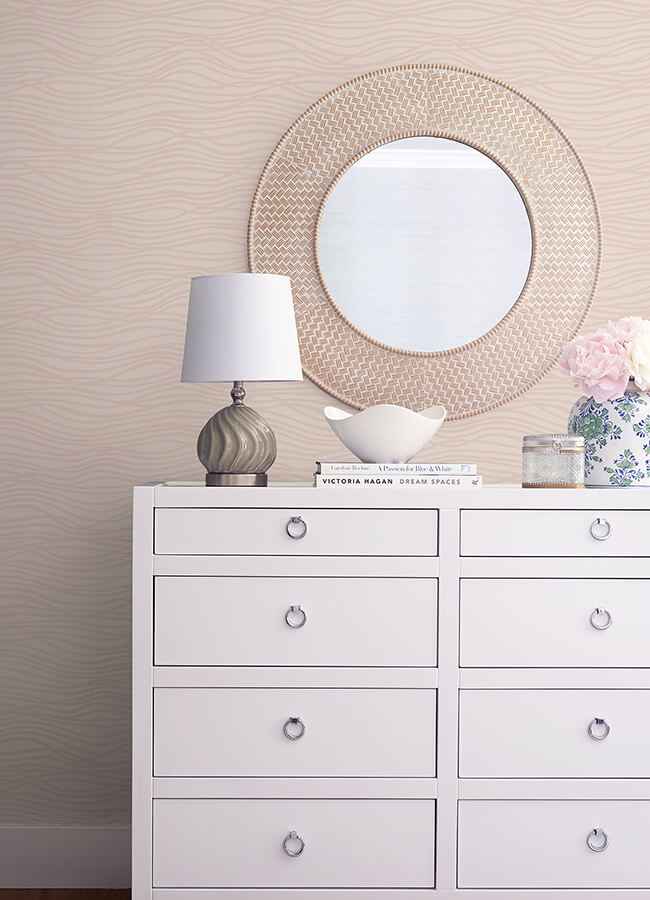 Galyn Rose Gold Pearlescent Wave Wallpaper - York Wallcoverings - 4121-72208 - York Wallcoverings Wallpaper