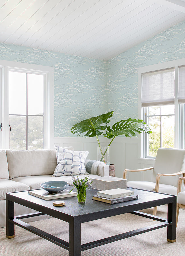 Kasia Sky Blue Abstract Wallpaper  | Brewster Wallcovering - The WorkRm