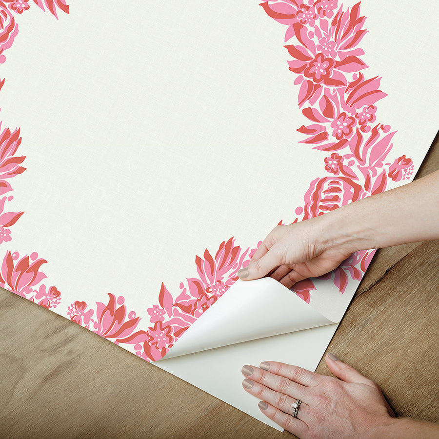 Valentino Wreath Peel and Stick Wallpaper - Brewster Wallcovering