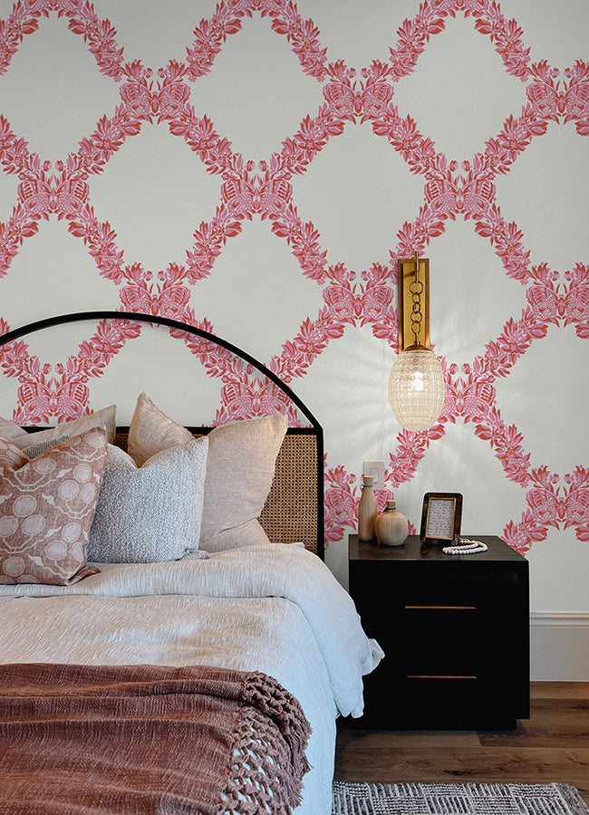 Valentino Wreath Peel and Stick Wallpaper  | Brewster Wallcovering