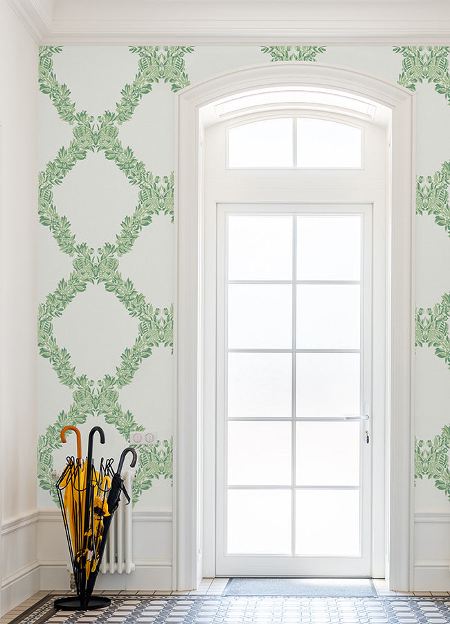 Jade Wreath Peel and Stick Wallpaper - Brewster Wallcovering