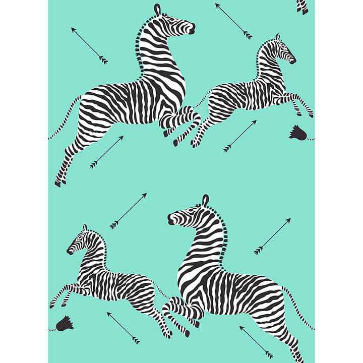 Aqua Zebra Safari Peel and Stick Wallpaper - York Wallcoverings - SCS6055