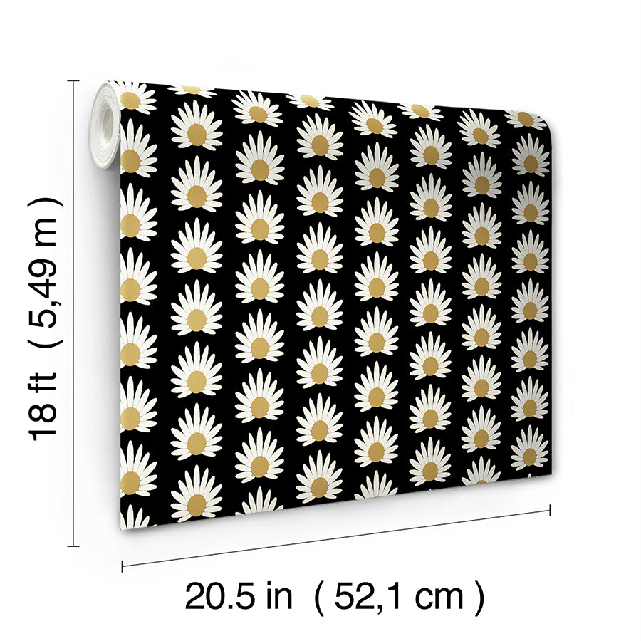 Black Fleur Peel and Stick Wallpaper  | Brewster Wallcovering - The WorkRm